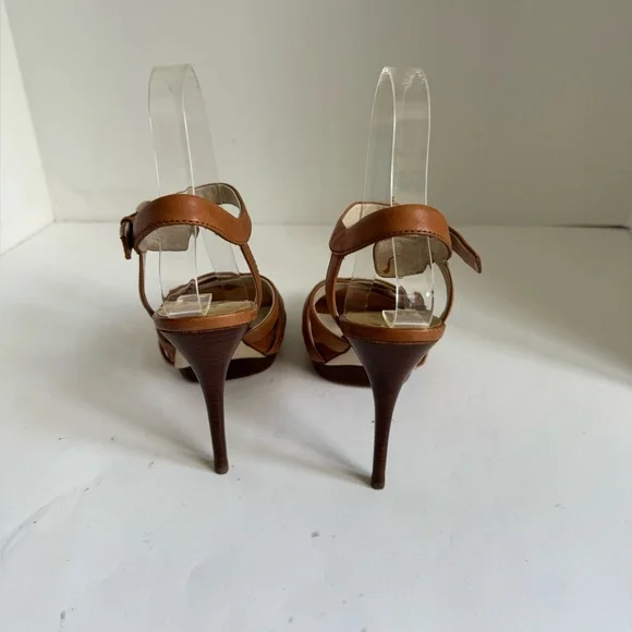 MICHAEL Michael Kors brown leather platform heels. Size 7 - Picture 7 of 16